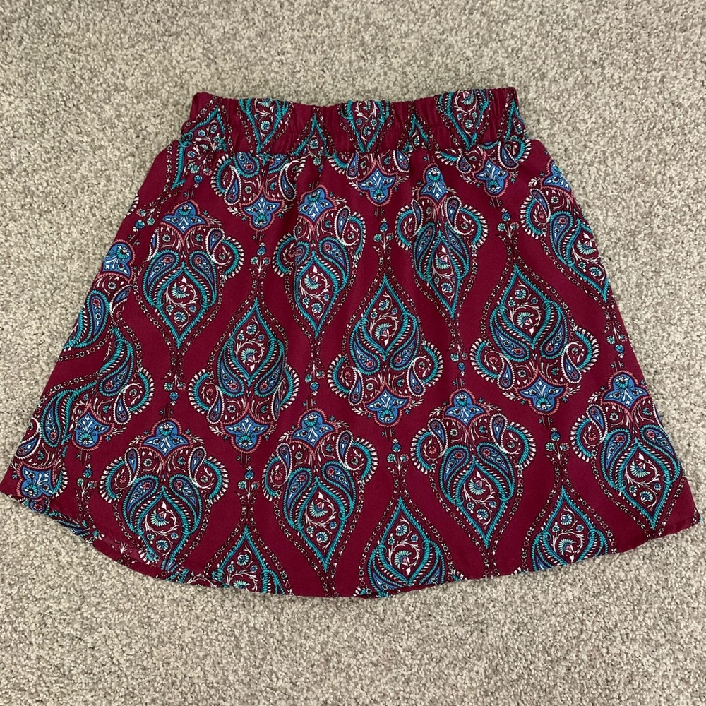 Super cute burgundy and paisley skirt